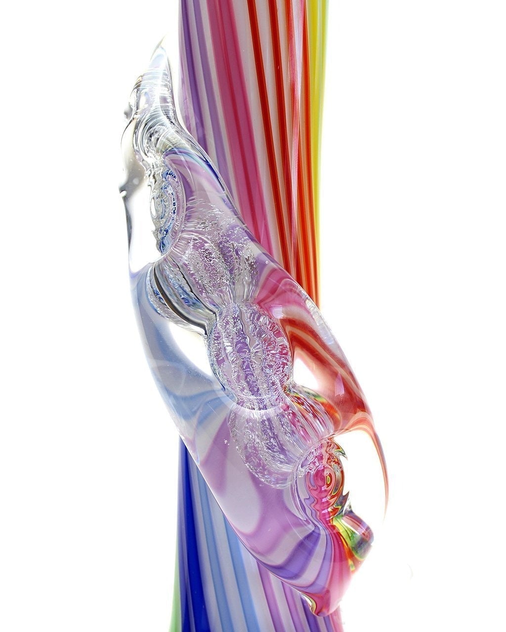 Noble Glass Medium Rainbow Cane Wrapped Soft Glass Bong
