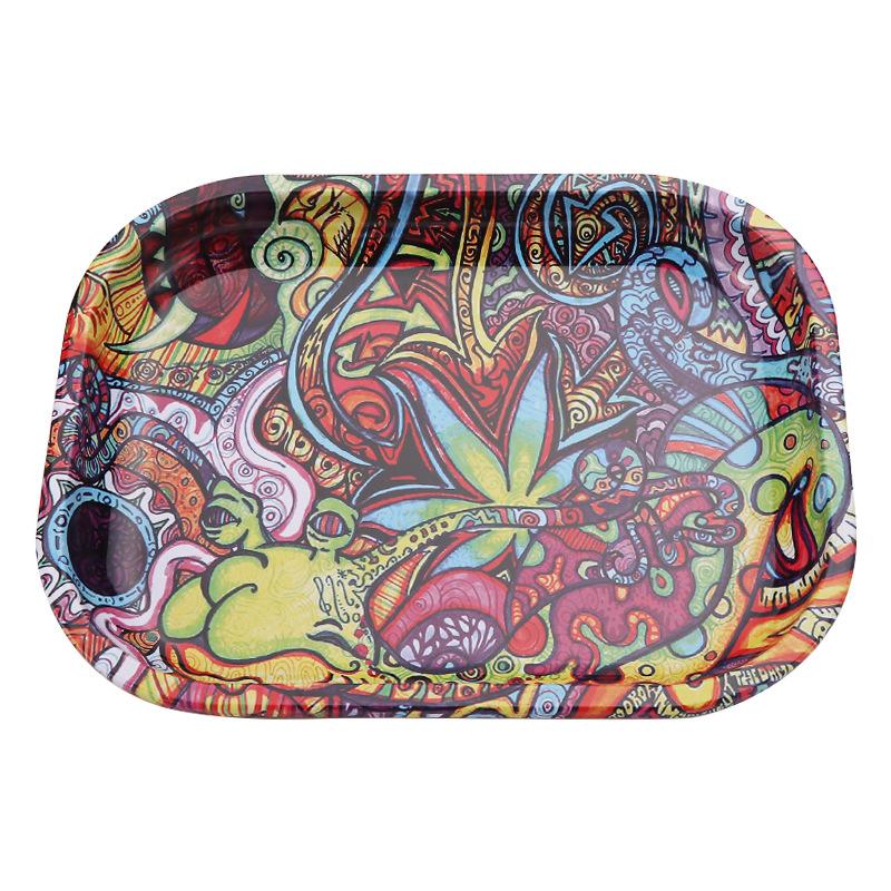 Colorful Weed Tinplate Small Rolling Tray