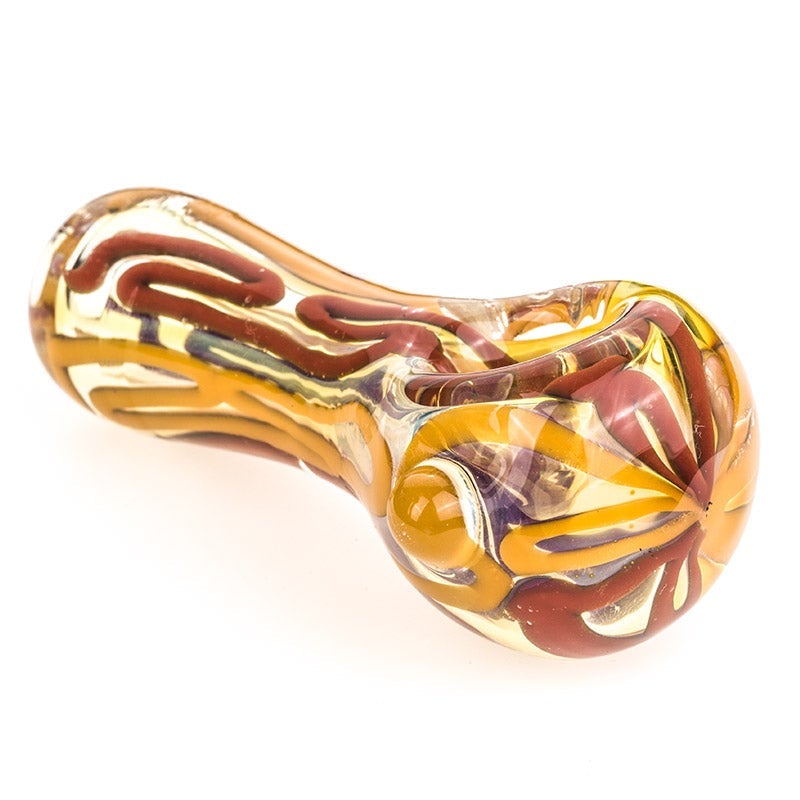 Fumed Glass Spoon Pipe With Canes