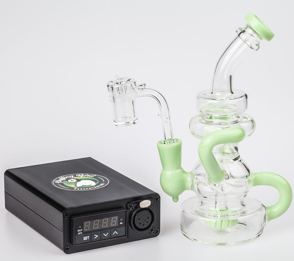 Quartz Enail W/ Recycler Showerhead Perc Dab Rig Bundle