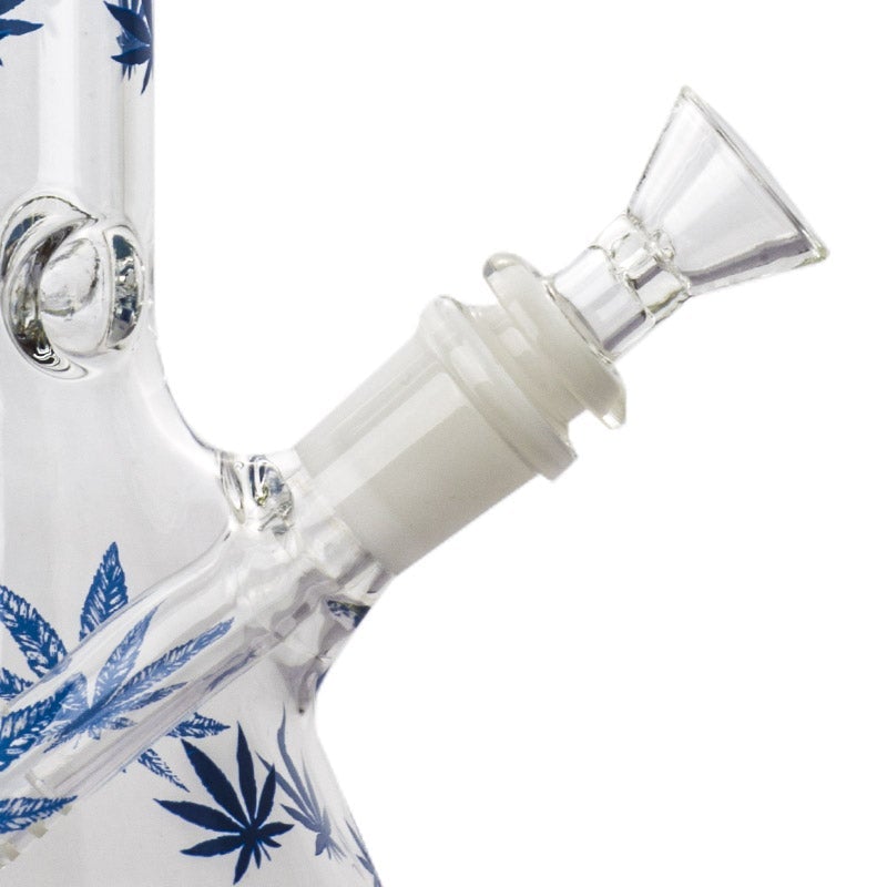 10.4 Leaf Print Glass Beaker Bong