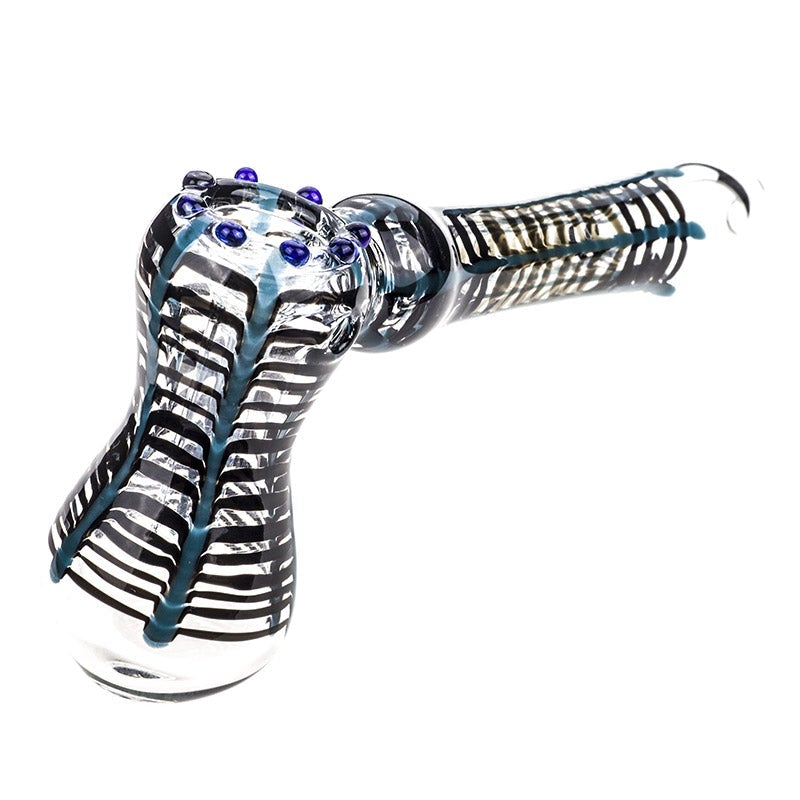 Black and Blue Net Glass Hammer Bubbler