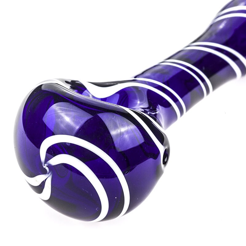 Glass Spoon Pipe with White Strip Patterns