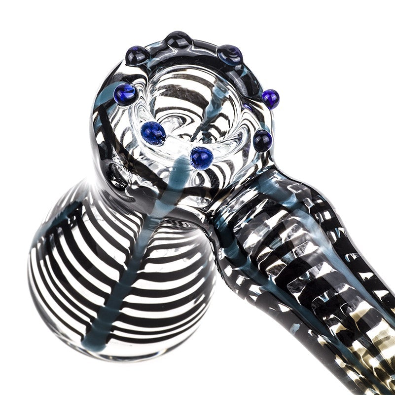 Black and Blue Net Glass Hammer Bubbler
