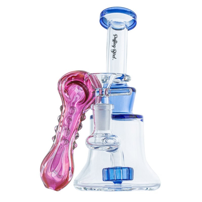 Showerhead Perc Dab Rig w/ Pink Girly Fumed Glass Pipe Set
