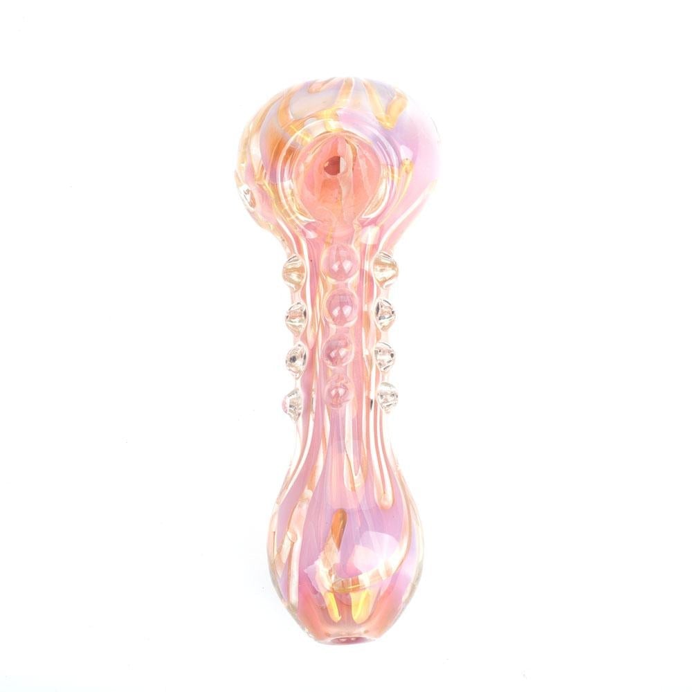 Spiral Glass Spoon Pipe and Pink Girly Fumed Glass Pipe Set