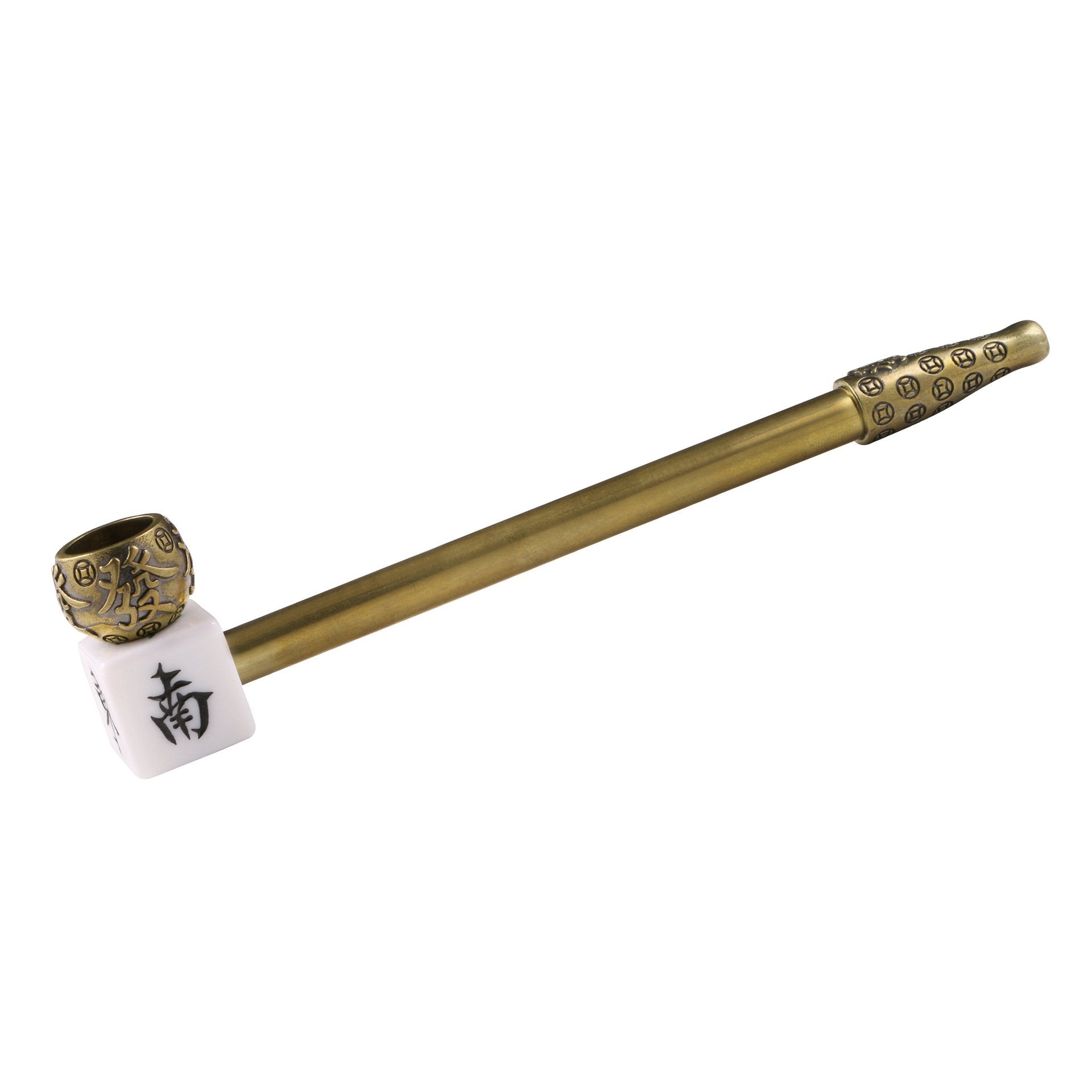 Mahjong Character Brass Smoking Pipe