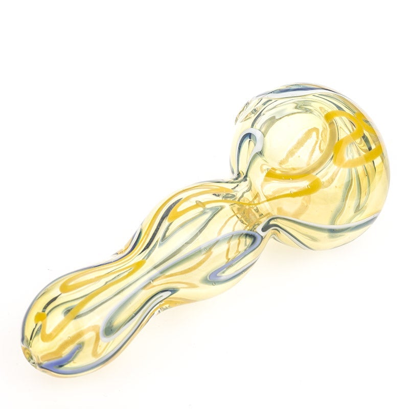 Glass Spoon Pipe w/ Swirl Strips