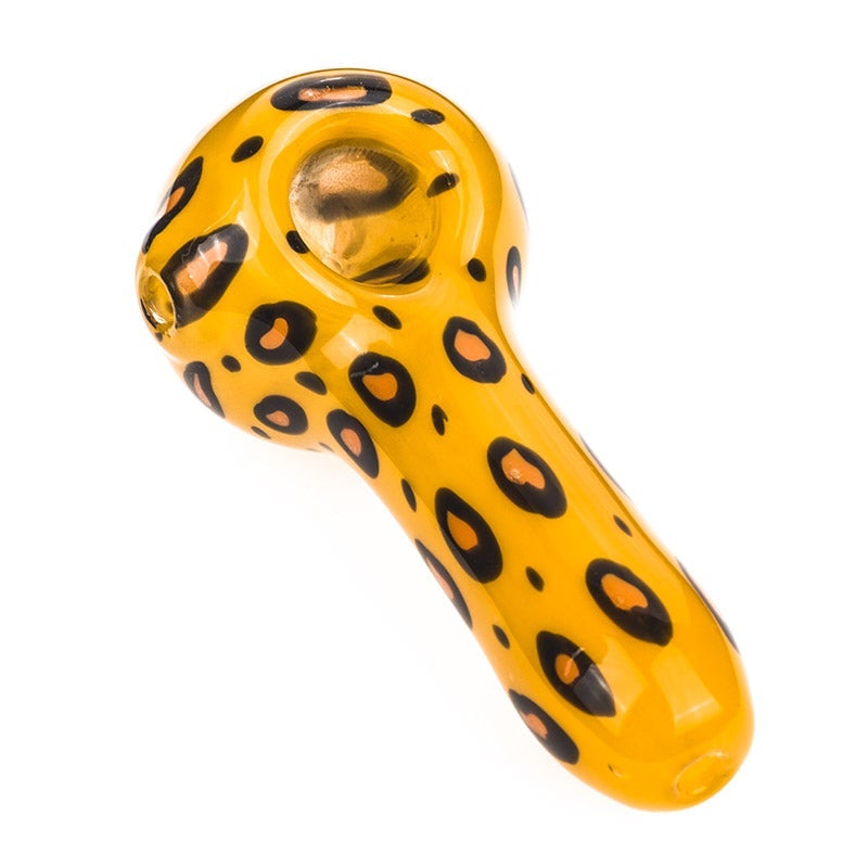 Yellow Glass Pipe with Leopard Print