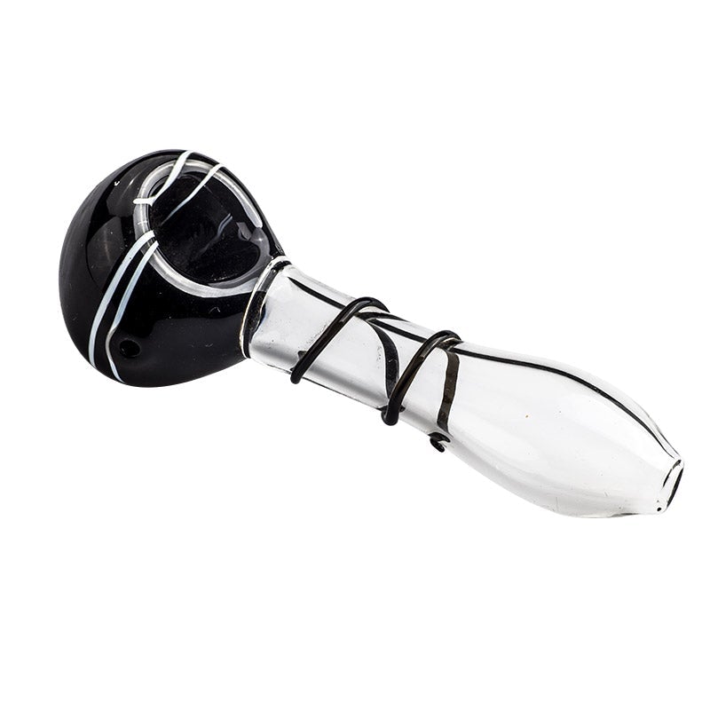 Spiral Glass Spoon Pipe and Double Chamber Bubbler Set