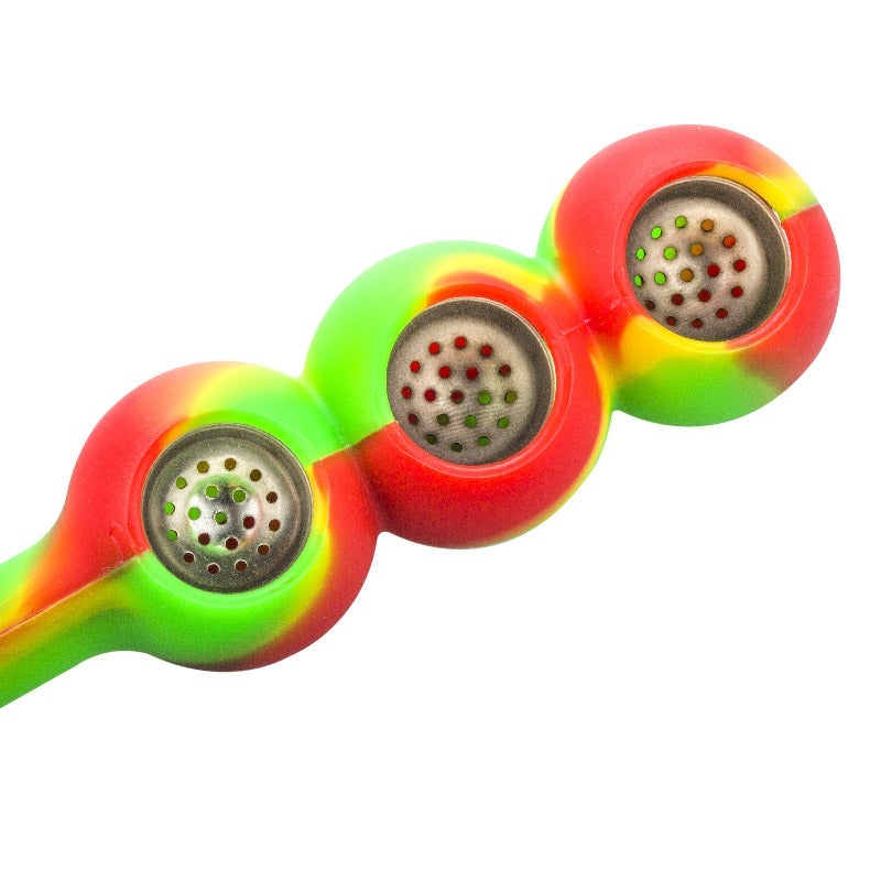 Silicone Triple Bowl Pipe (Random Color)
