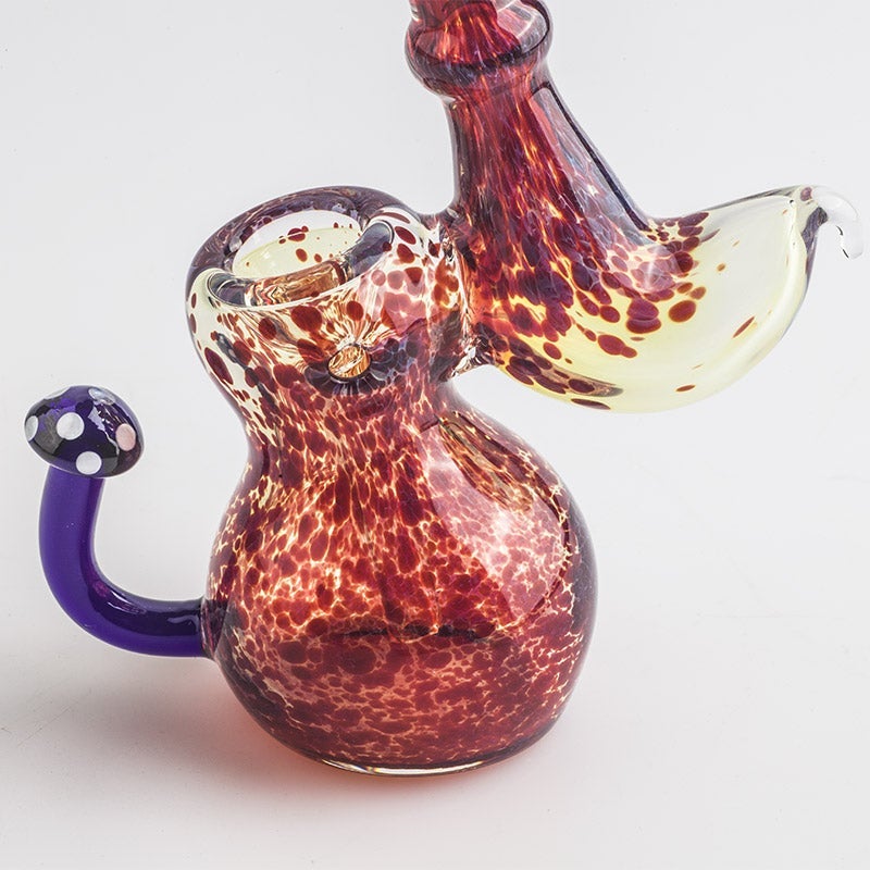 Lava Red Frit Sherlock Bubbler w/ Maria Ring