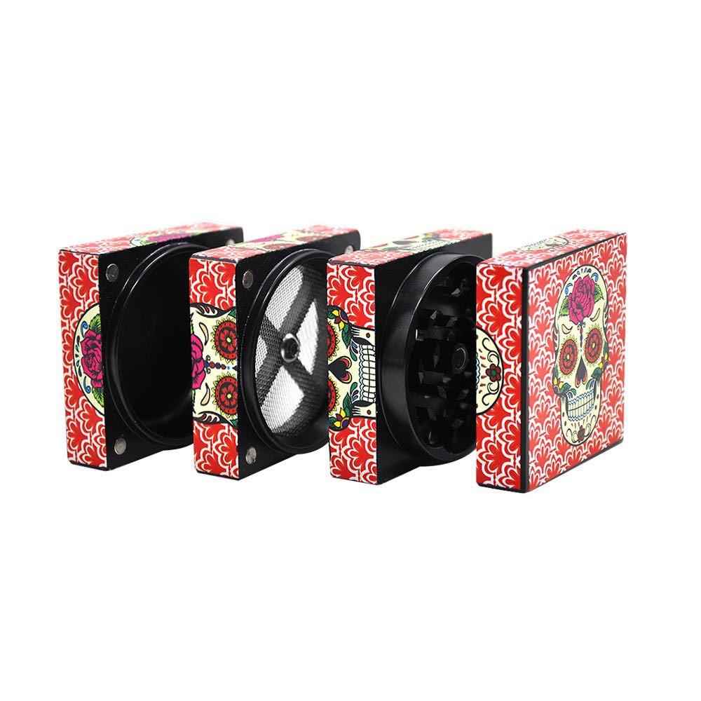 Day of The Dead Sugar Skull Box Novelty Herb Grinder 4 Piece 50mm