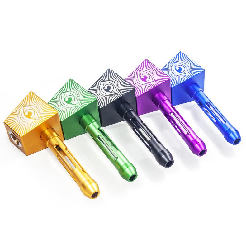 Aluminum Alloy Pyramid Smoking Pipe Random Color