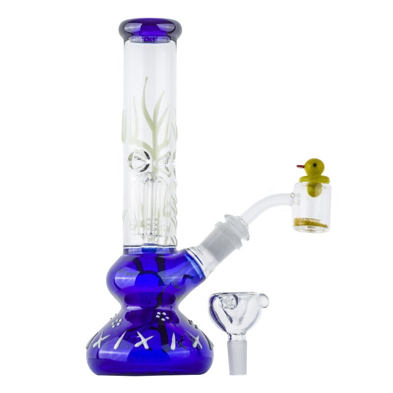 Glow-In-The-Dark Beaker Bong Set w/ Quartz Banger Carb Cap