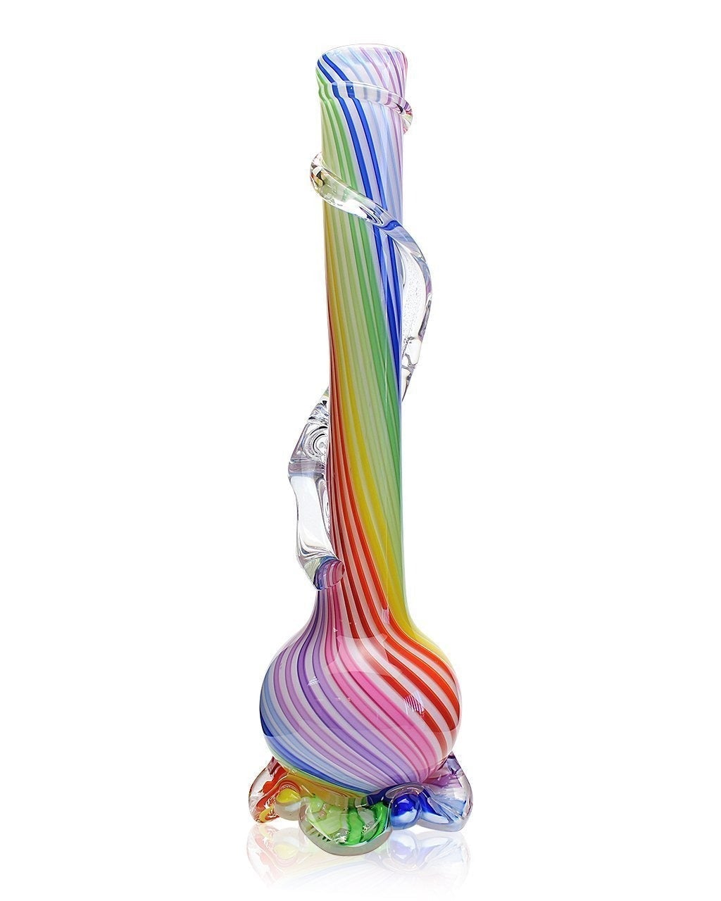 Noble Glass Medium Rainbow Cane Wrapped Soft Glass Bong