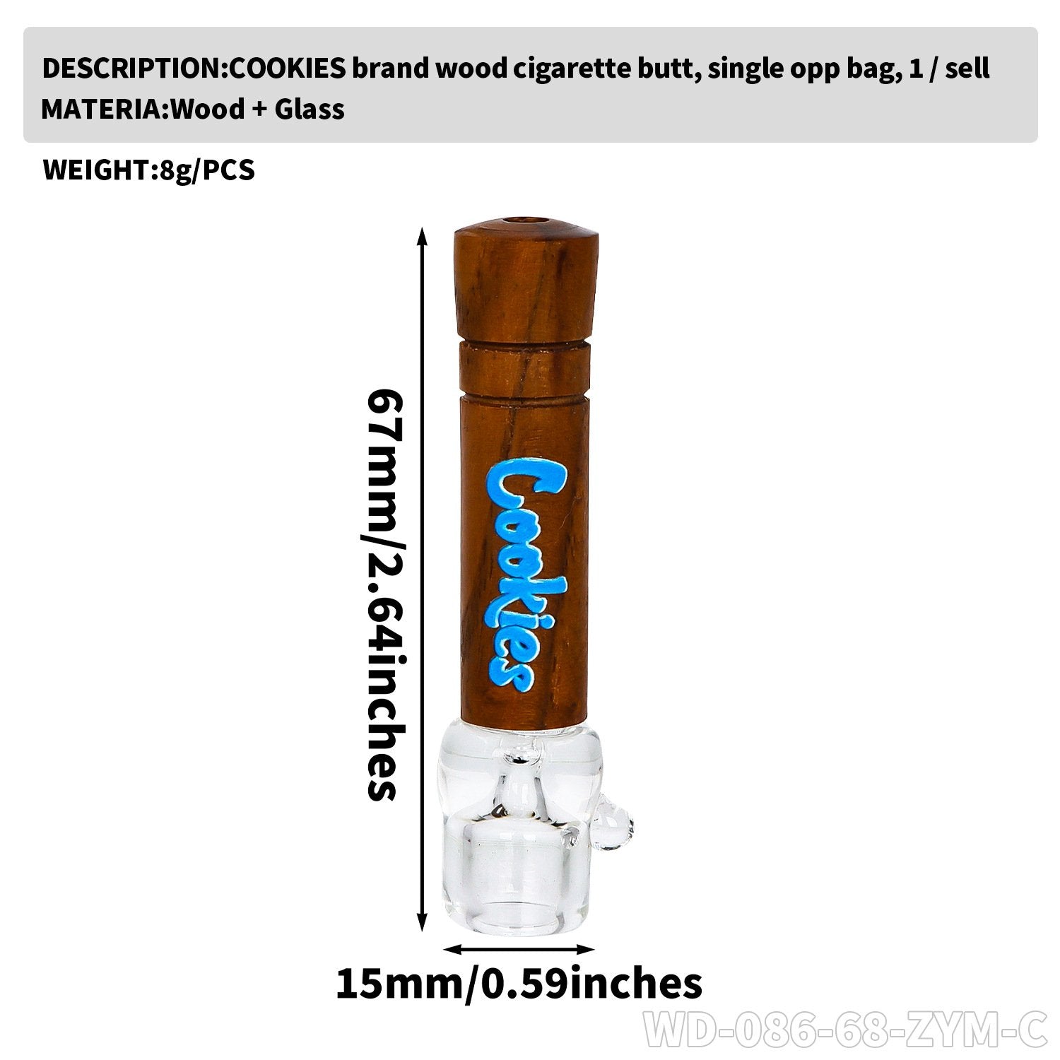 2.64 COOKIES Wood Weed Pipe