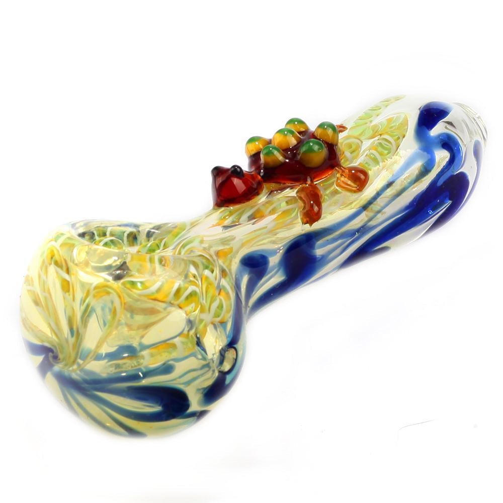 Swirled Fumed Glass Pipe w/ Glass Turtle