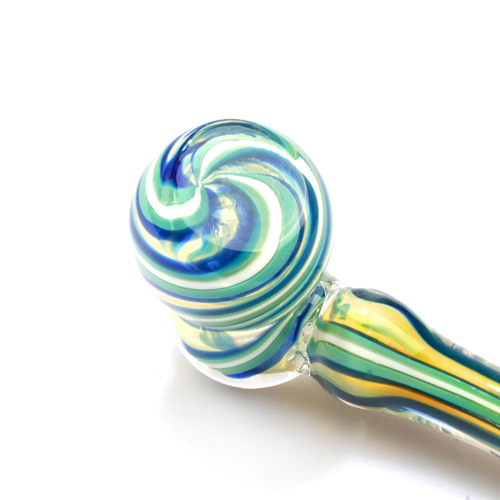 Blue and Green Spiral Fumed Glass Hammer Bubbler
