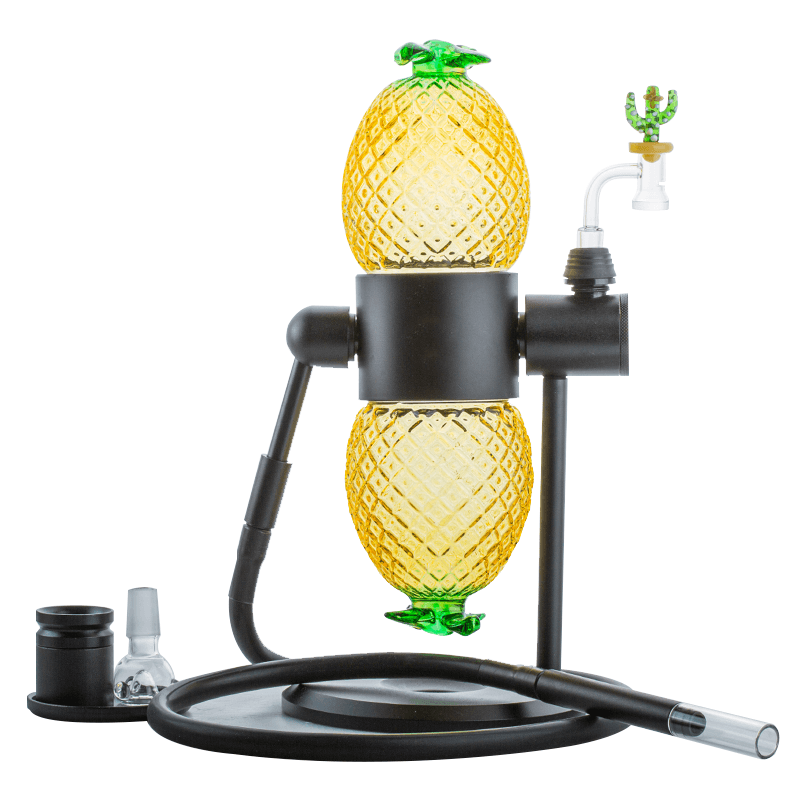 Pineapple Gravity Bong w/ Slit Quartz Banger Carb Cap Set