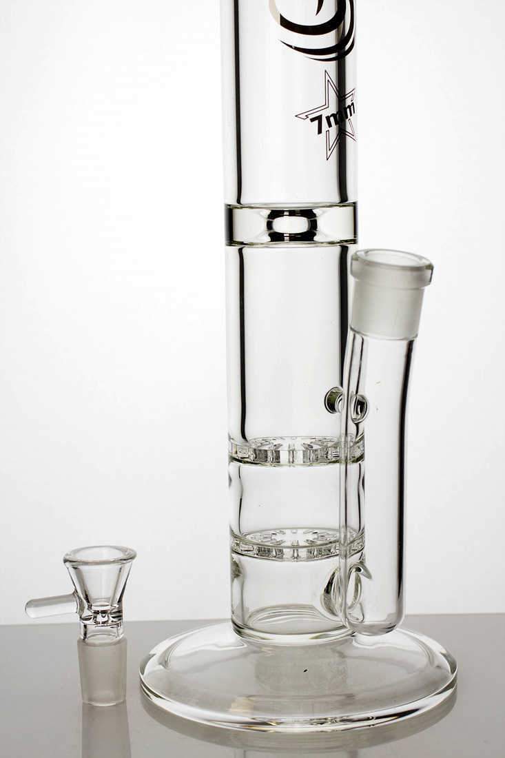 15 double flat diffuser heavy glass water bong
