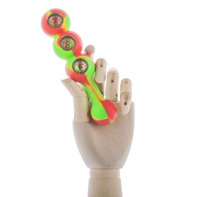 Silicone Triple Bowl Pipe (Random Color)