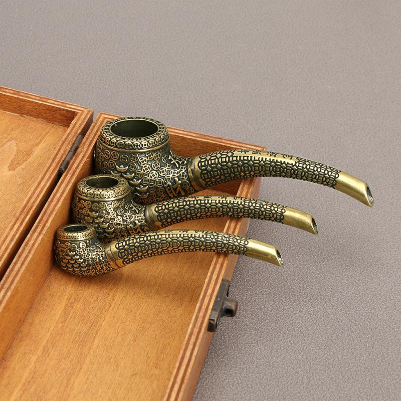 Copper Coin Relief Brass Sherlock Pipe