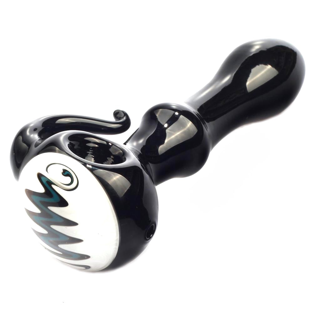 Large Wig Wag Glass Spoon Pipe w/ Glass Horn