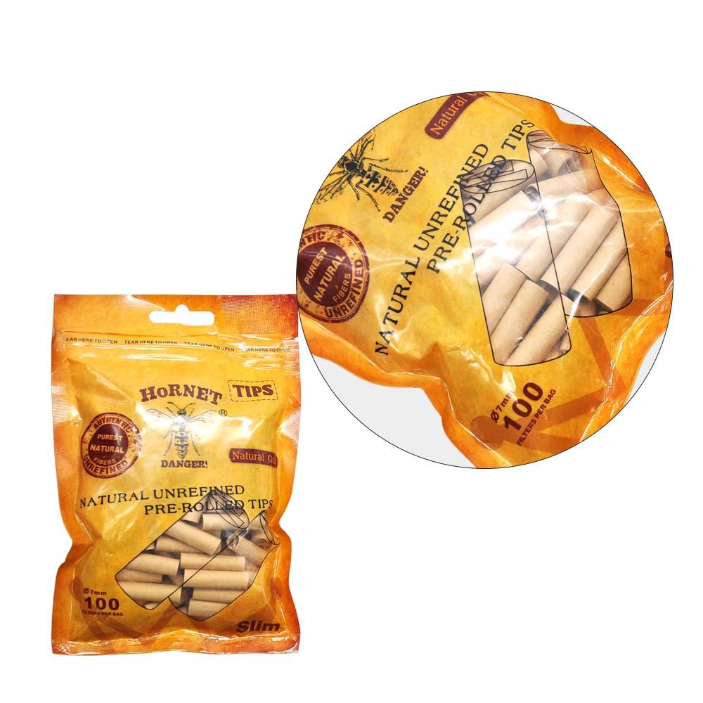 Natural Unrefined Rolling Paper Filter Tips - 7mm Pre-Rolled Tips (100 Tips per Resealable Bag) - PuffingBird AU