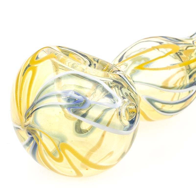 Glass Spoon Pipe w/ Swirl Strips