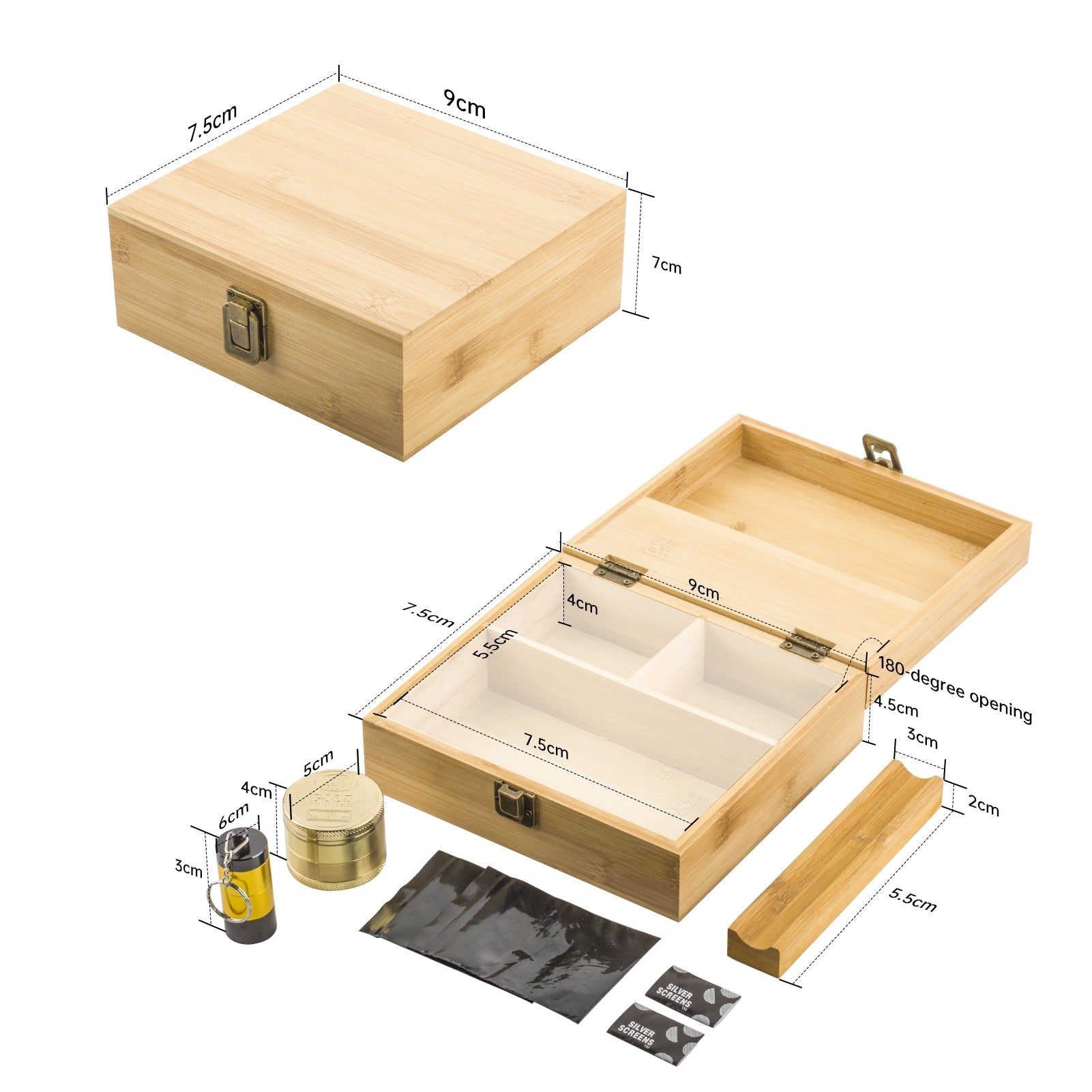 PUFFING BIRD Large Wooden Stash Box Combo Kit with Lock