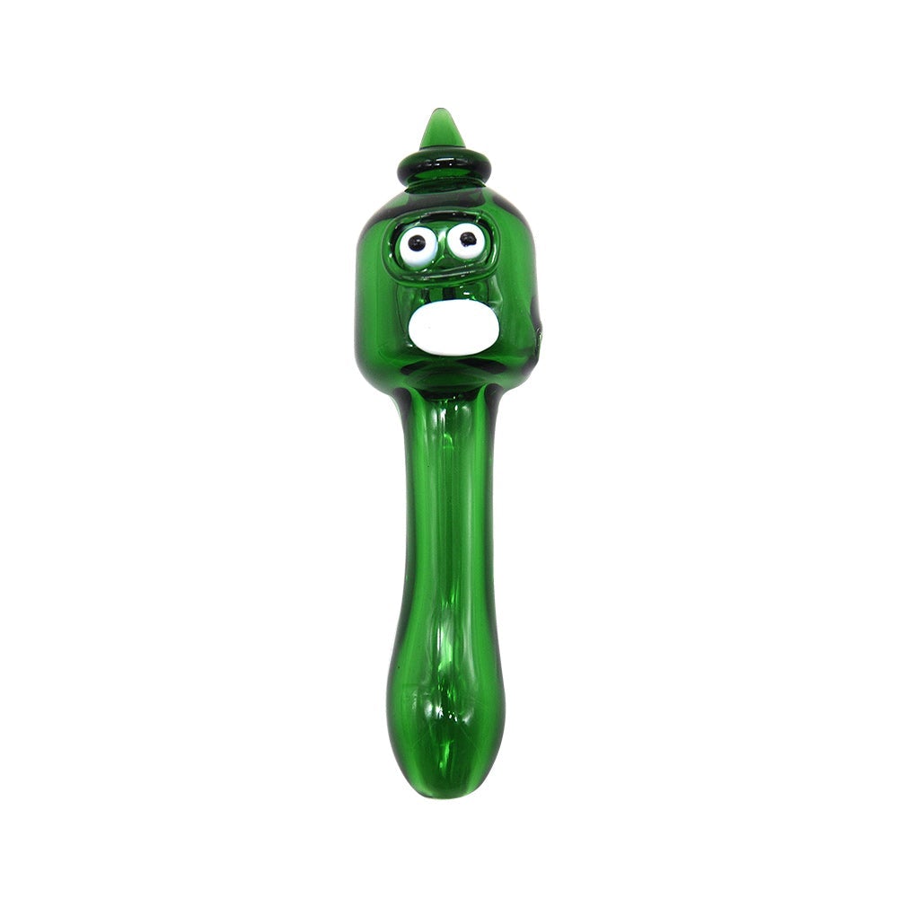 Green Face Glass Spoon Pipe
