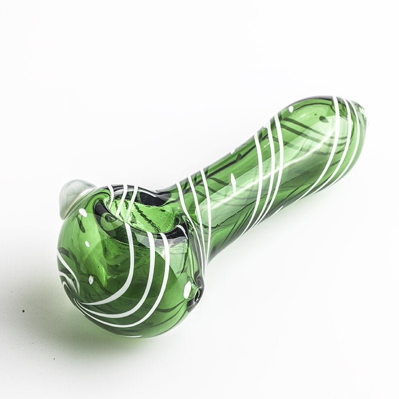 Green Glass Pipe w/ White Marble