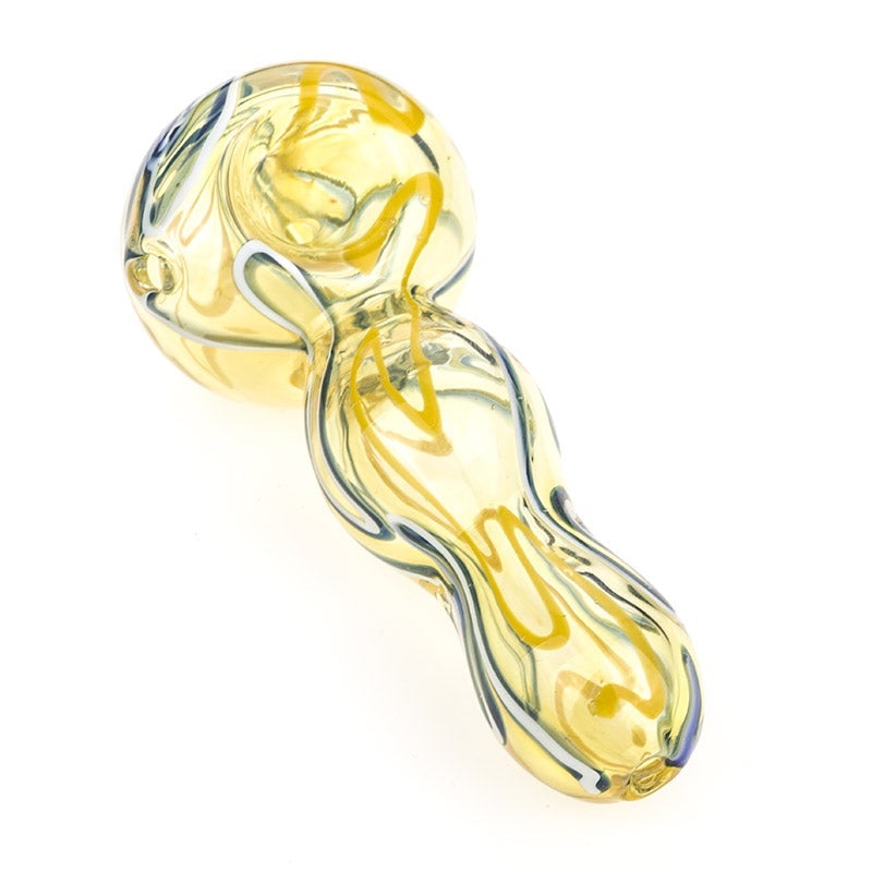Glass Spoon Pipe w/ Swirl Strips