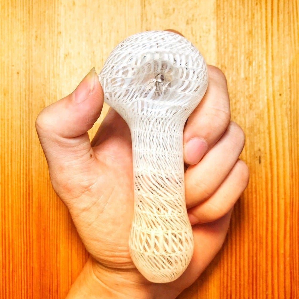White Wrap and Raked Glass Pipe