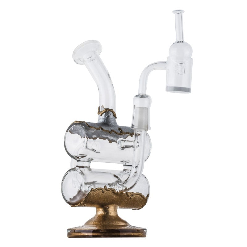 Double Chamber Recycler Dab Rig Set w/ Quartz and Carb Cap - PuffingBird AU