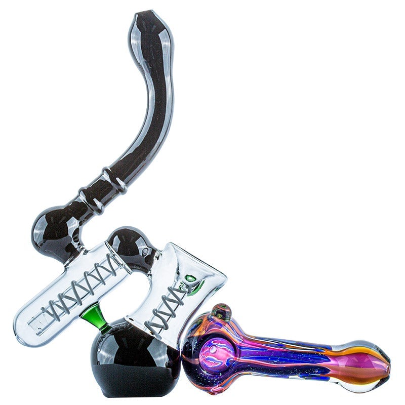 Fumed Purple Glass Pipe and Double Chamber Bubbler Set