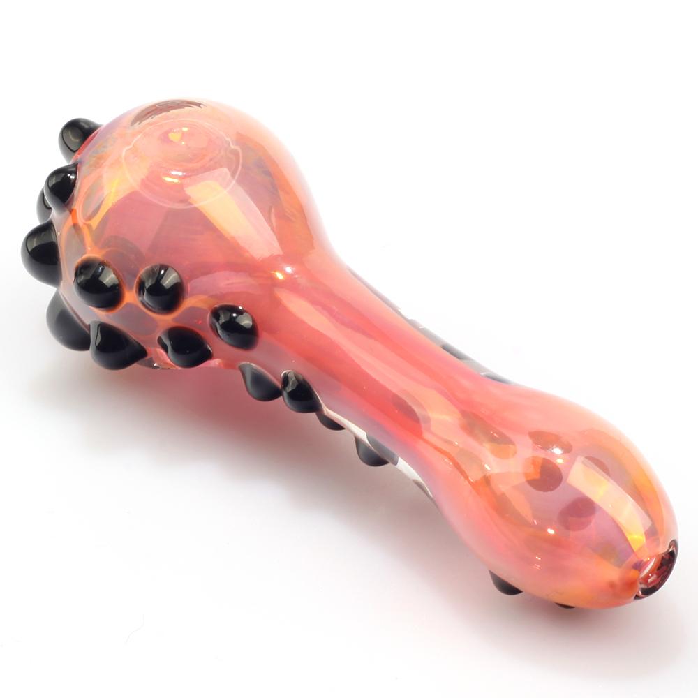 Handmade Glass Pipe w/ Black Glass Marbles Grip