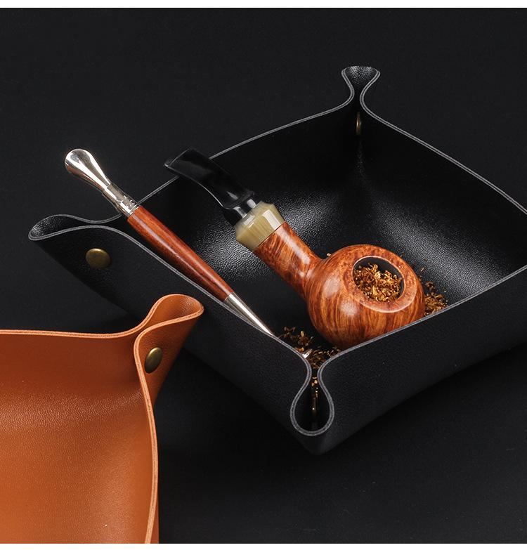 Foldable PU Leather Cut Tobacco Straw Rolling Tray