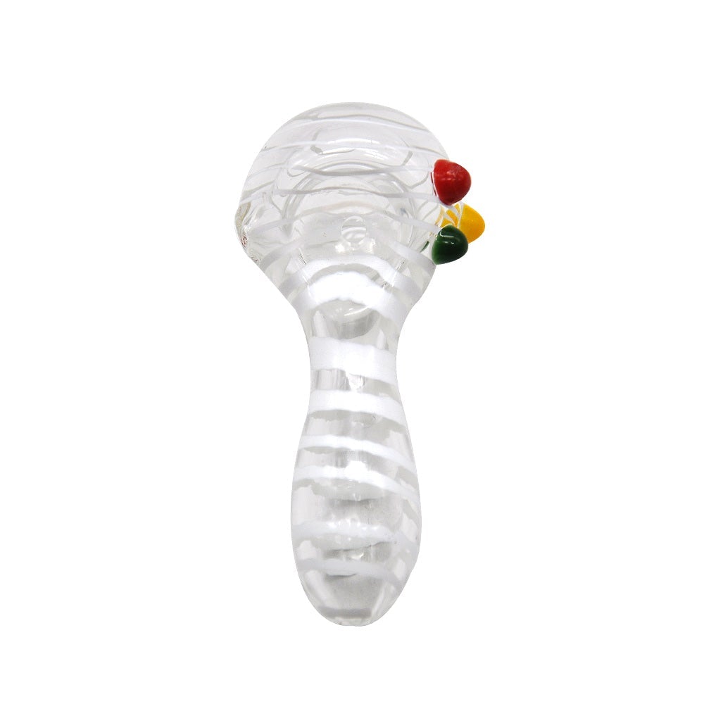 White Stripes Glass Spoon Pipe