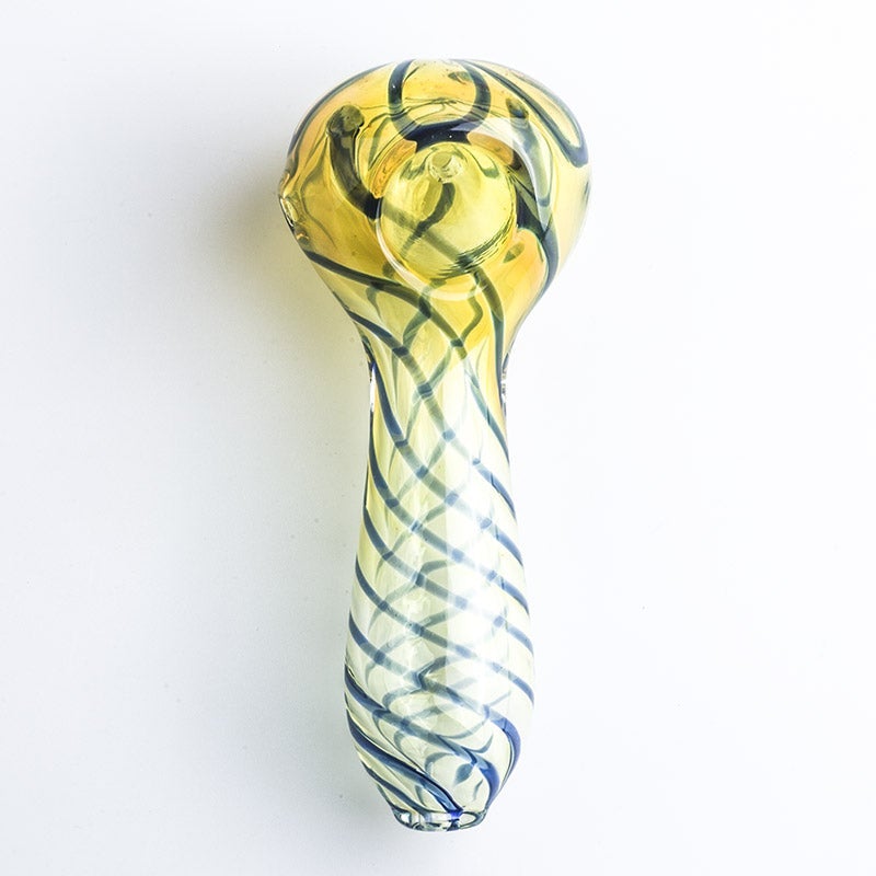 Clear Glass Spoon Pipe w/ Swirl Stripes