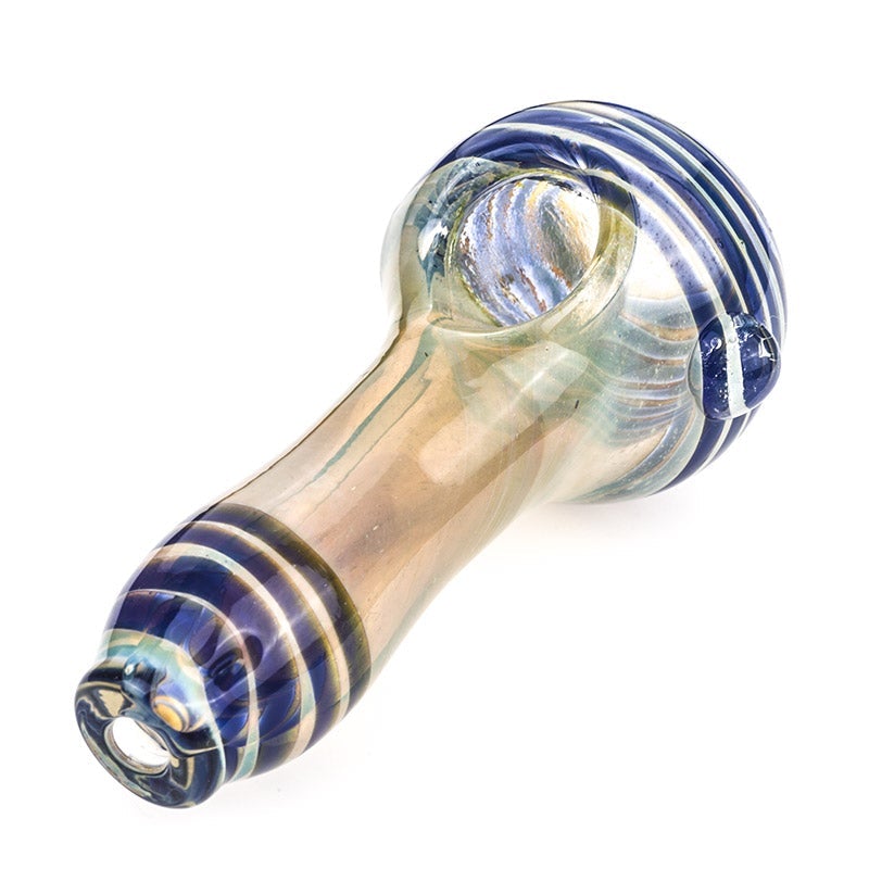 Glass Spoon Pipe w/ Blue Strips