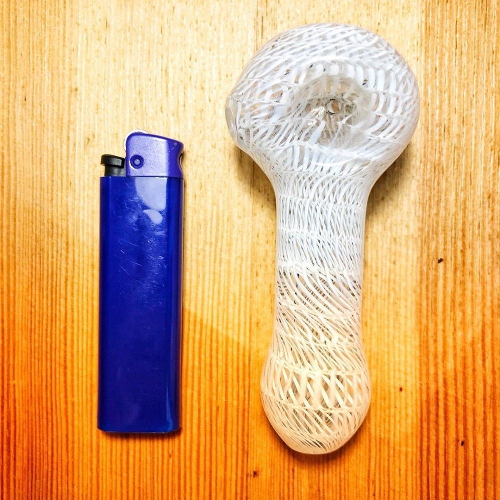 White Wrap and Raked Glass Pipe