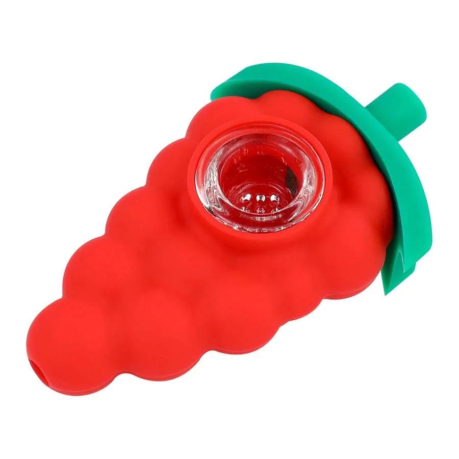 Grape Silicone Pipe with Glass Bowl