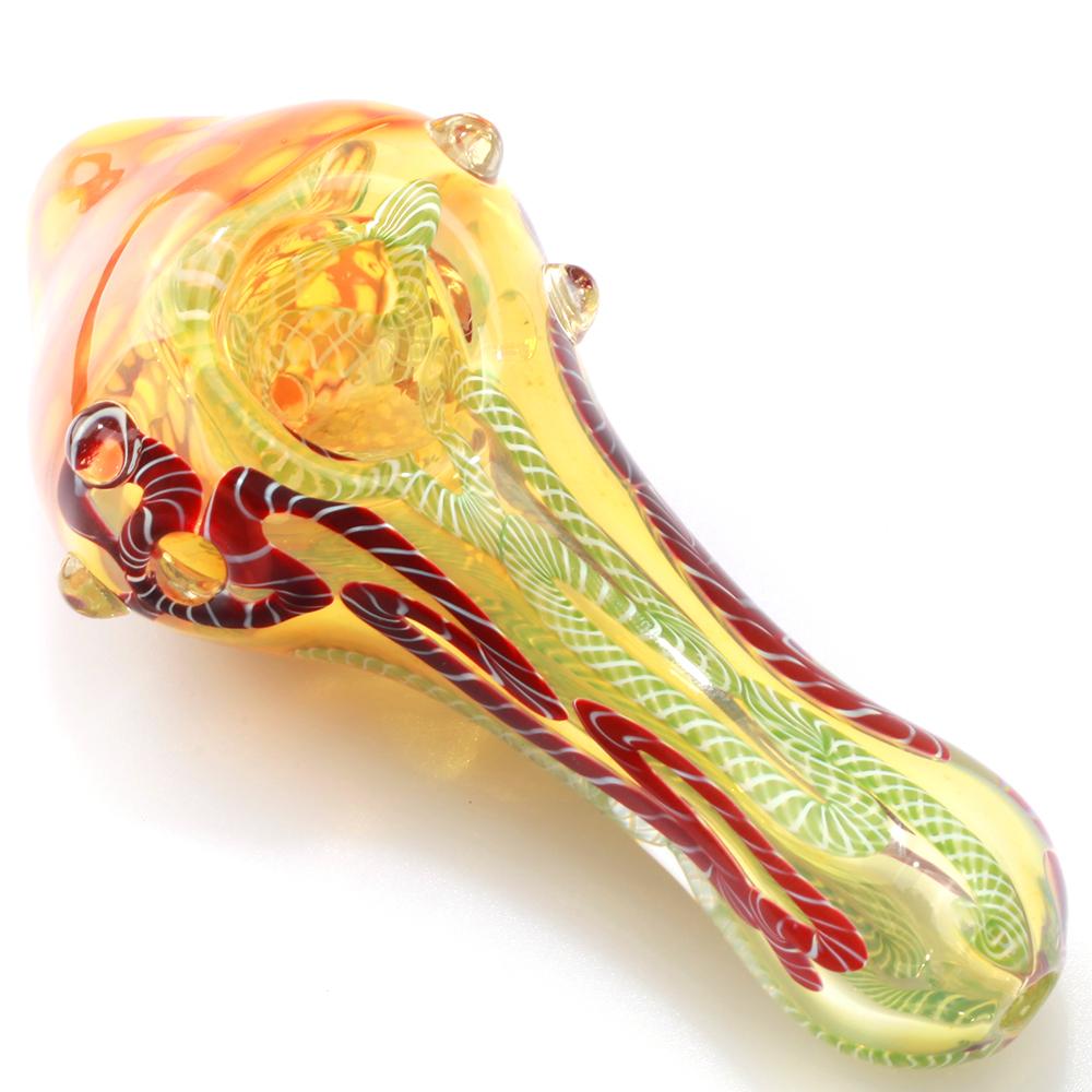 Ribbed Glass Spoon Pipe w/ Mili Scheme