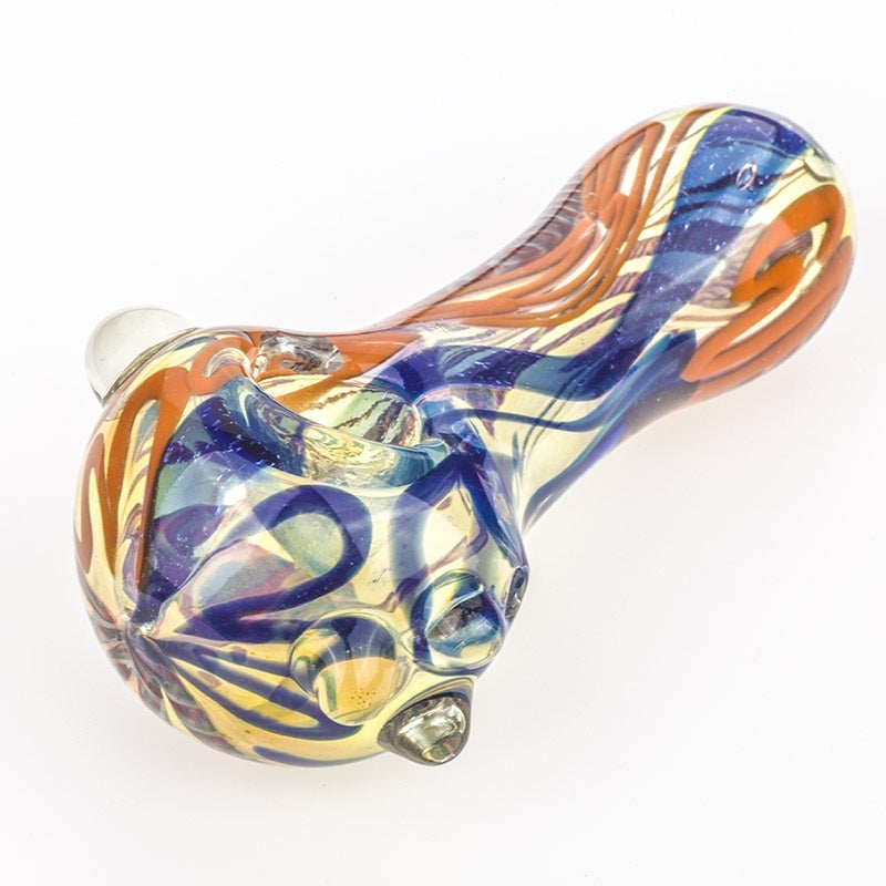 Spiral Fumed Glass Spoon Pipe w/ Marbles