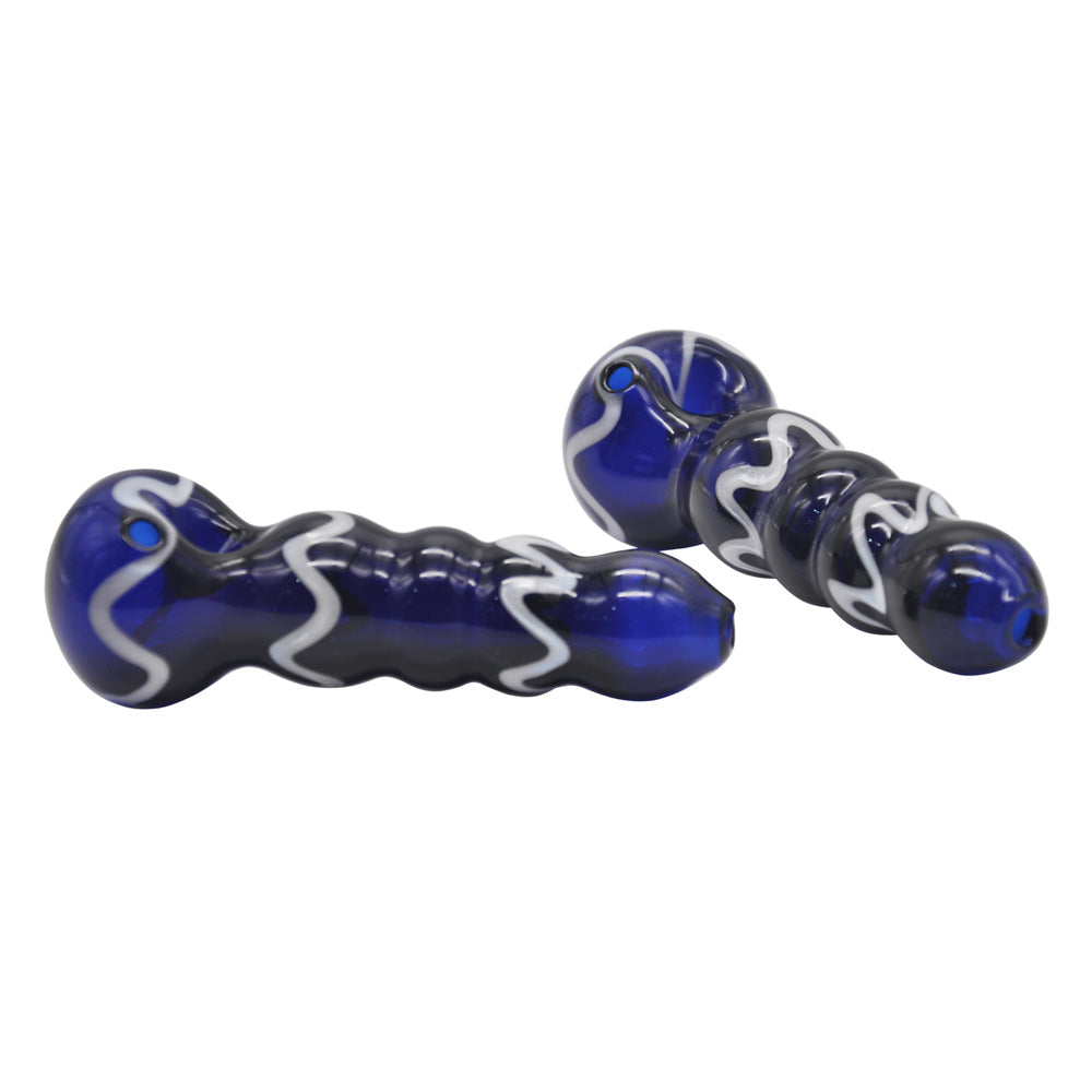 Blue Glass Spoon Pipe w/ Maria Rings