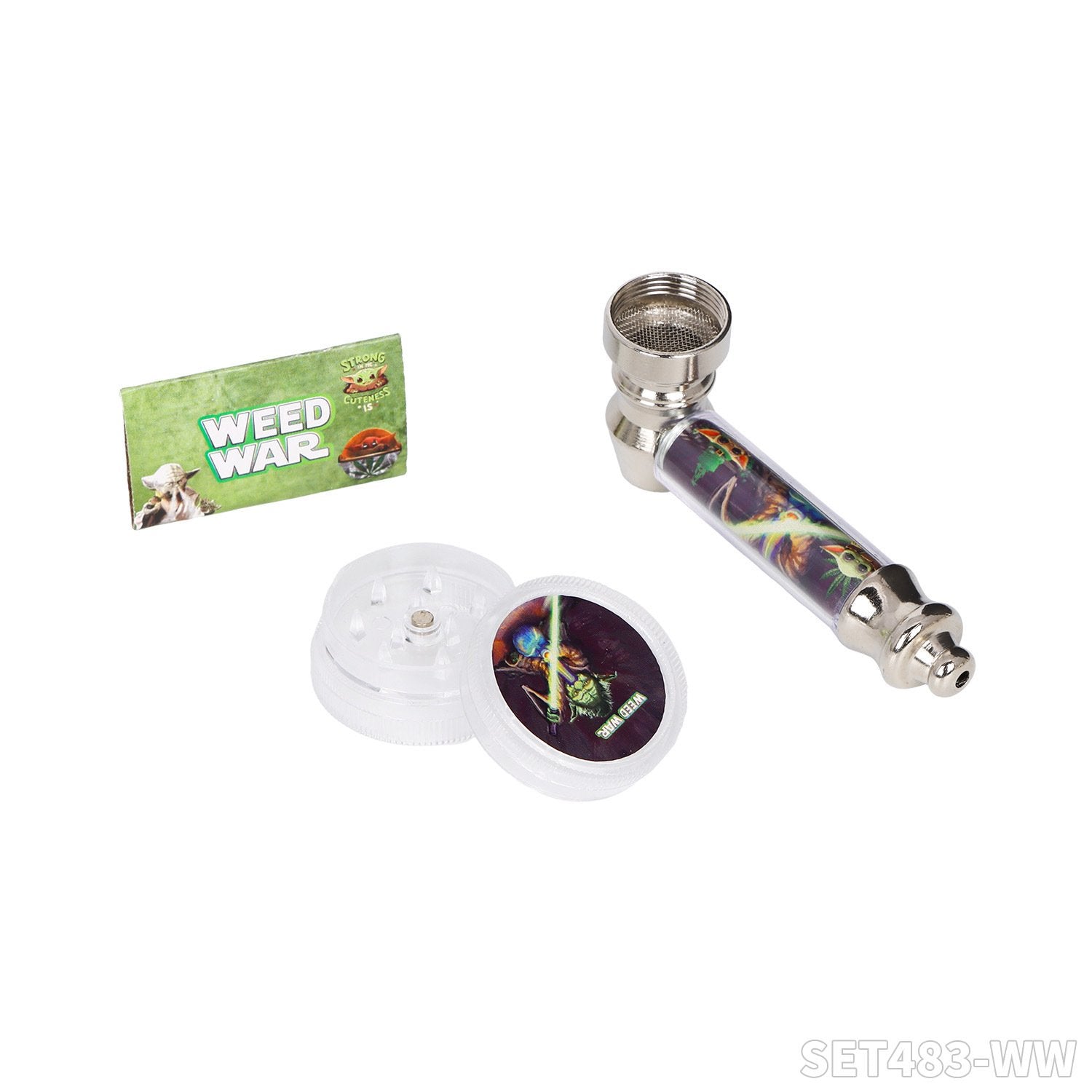 WEED WAR Yoda Baby Metal Pipe with Card Packaging
