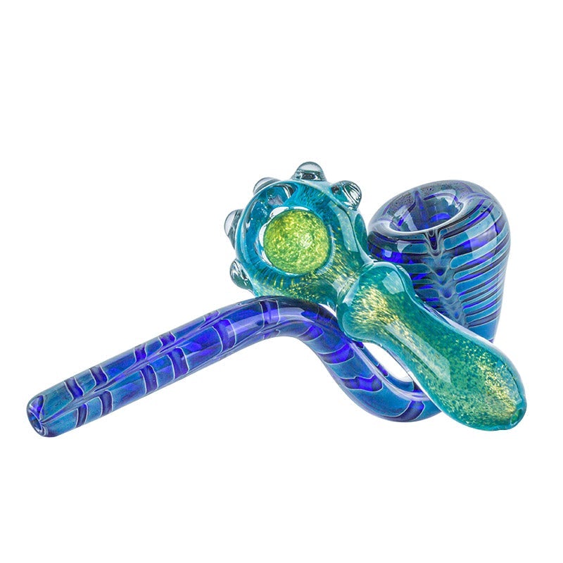 Turquoise Glass Pipe and Blue Wrap Sherlock Pipe Set