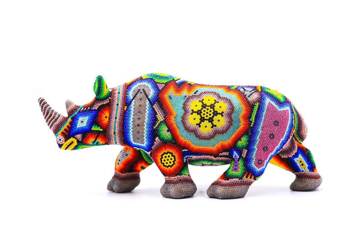 Rinoceronte Mini - Obra de Arte Huichol